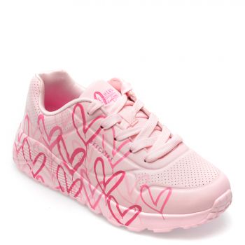 Pantofi SKECHERS roz, UNO LITE, din piele ecologica