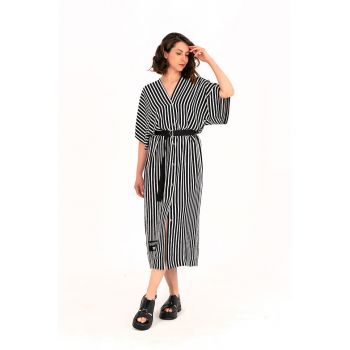 Rochie-chimono midi cu model in dungi