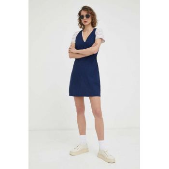 G-Star Raw rochie din bumbac culoarea albastru marin, mini, evazati