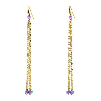Cercei drop placati cu aur de 14K