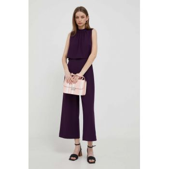 Dkny salopeta culoarea violet, cu decolteu rotund