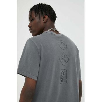 G-Star Raw tricou din bumbac culoarea gri, cu imprimeu