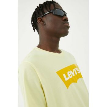 Levi's tricou din bumbac culoarea galben, cu imprimeu la reducere