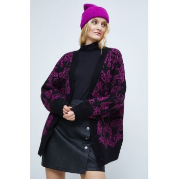 Medicine cardigan din amestec de lana femei, culoarea negru
