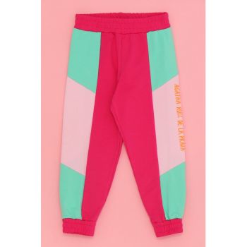 Pantaloni sport cu model colorblock