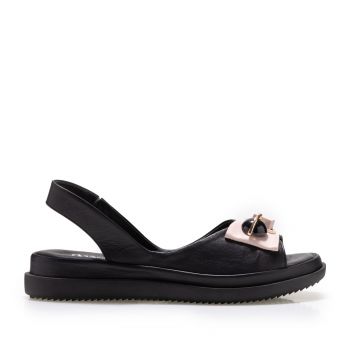 Sandale cu talpă joasă damă, din piele naturală - 144 S Negru Box Sandale cu talpă joasă damă, din piele naturală - 144 S Negru Box