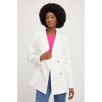 Answear Lab sacou culoarea alb, cu doua randuri de nasturi, neted
