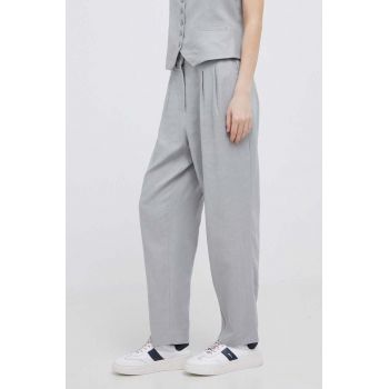 Dkny pantaloni din in culoarea gri, mulata, high waist
