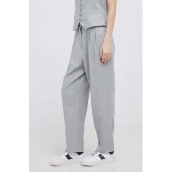 Dkny pantaloni din in culoarea gri, mulata, high waist