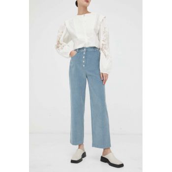 PS Paul Smith pantaloni de bumbac lat, high waist