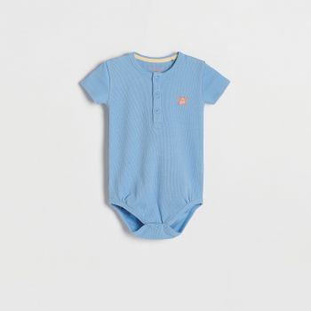 Reserved - Body structurat, cu broderie - Albastru