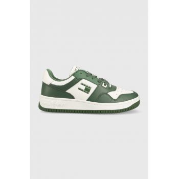 Tommy Jeans sneakers din piele TJM BASKET PREMIUM culoarea verde, EM0EM01216