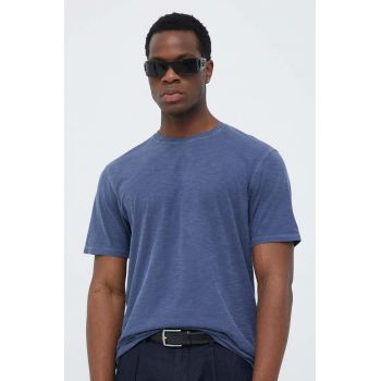 United Colors of Benetton tricou din bumbac culoarea albastru marin, melanj