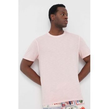 United Colors of Benetton tricou din bumbac culoarea roz, neted