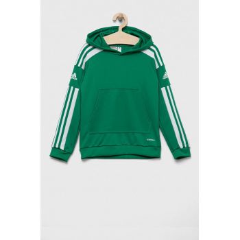 adidas Performance bluza copii culoarea verde, cu glugă, modelator