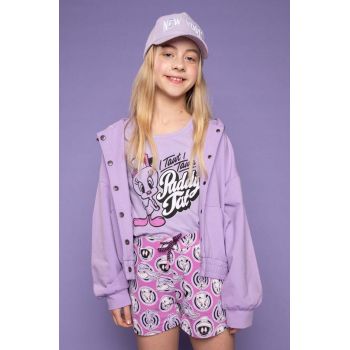 Coccodrillo pantaloni scurti copii culoarea violet, modelator de firma originali