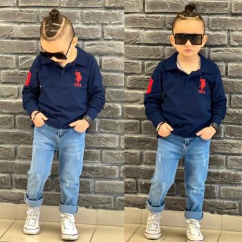 Compleu Bleumarin, Pentru Baieti, 2 Piese, Bluza cu Maneca Lunga si Blugi, 5-12 ani Compleu Bleumarin, Pentru Baieti, 2 Piese, Bluza cu Maneca Lunga si Blugi, 5-12 ani