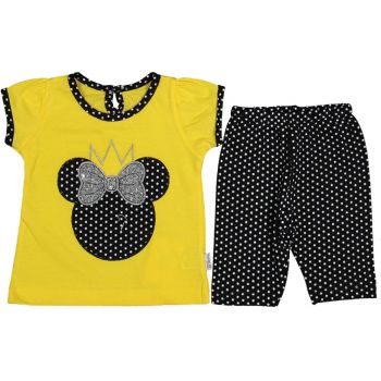 Compleu tricou si pantalon pentru copii, Minnie, galben, 9-24 luni