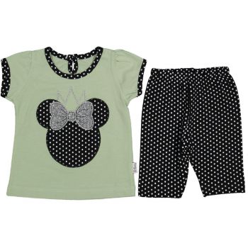 Compleu tricou si pantalon pentru copii, Minnie, verde, 9-24 luni