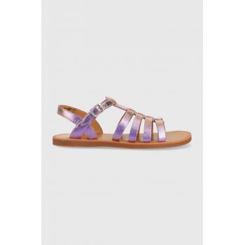 Pom D'api sandale din piele pentru copii culoarea violet de firma originale