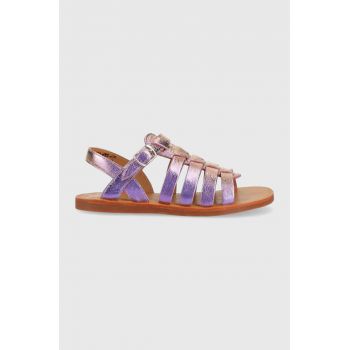 Pom D'api sandale din piele pentru copii culoarea violet
