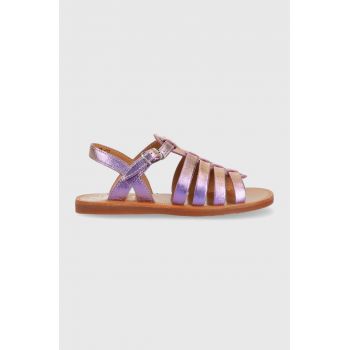 Pom D'api sandale din piele pentru copii culoarea violet de firma originale