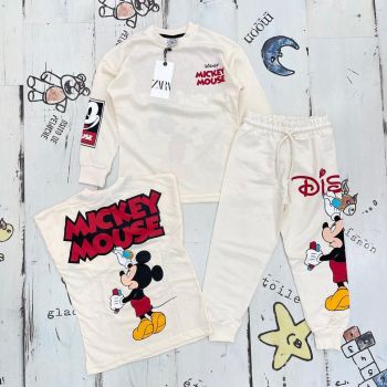 Trening Crem, Mickey Mouse, 2 Piese, Bluza si Pantaloni, Pentru Copii, Bumbac 100%, 3-7 ani Trening Crem, Mickey Mouse, 2 Piese, Bluza si Pantaloni, Pentru Copii, Bumbac 100%, 3-7 ani