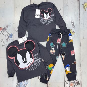 Trening Negru, Mickey Mouse, 2 Piese, Bluza si Pantaloni, Pentru Copii, Bumbac 100%, 3-7 ani