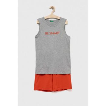 United Colors of Benetton compleu copii culoarea gri