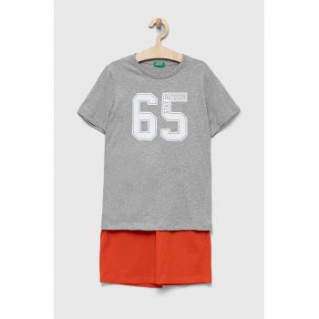 United Colors of Benetton set de bumbac pentru copii culoarea gri