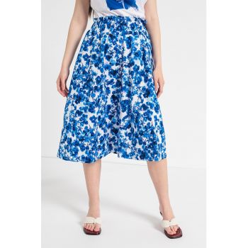 Fusta midi evazata cu imprimeu floral