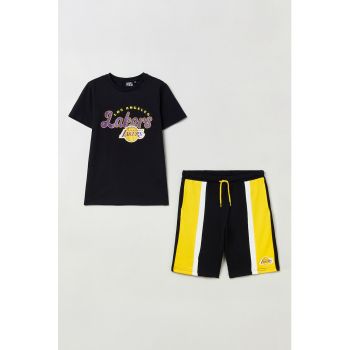 Set de tricou si pantaloni scurti cu imprimeu grafic