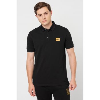 Tricou polo slim fit cu aplicatie logo Dereso