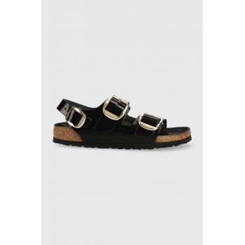 Birkenstock sandale de piele Milano femei, culoarea negru, 1024211