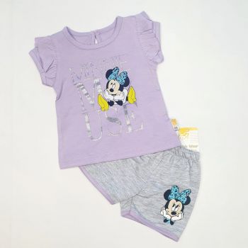 Compleu tricou si pantaloni scurti, Minnie Mouse, MOV, 9-24 luni