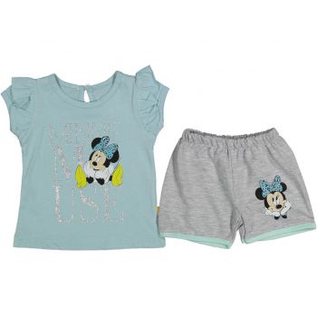 Compleu tricou si pantaloni scurti, Minnie Mouse, Turcoaz, 9-24 luni Compleu tricou si pantaloni scurti, Minnie Mouse, Turcoaz, 9-24 luni