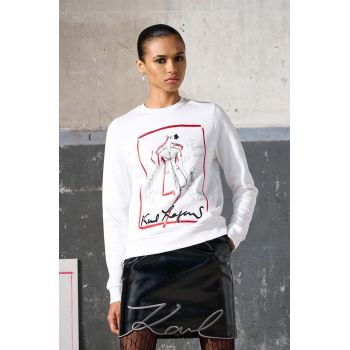Karl Lagerfeld bluza KL x Ultimate ikon femei, culoarea alb, cu imprimeu