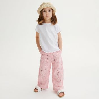 Reserved - Pantaloni cu broderie englezească - Roz