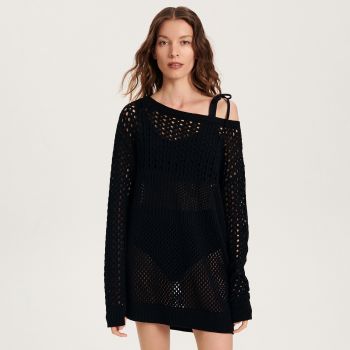 Reserved - Pulover ajurat oversized - Negru