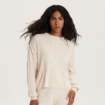 Reserved - Pulover din tricot striat - Ivory