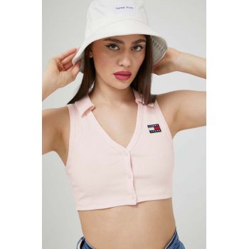 Tommy Jeans top femei, culoarea roz