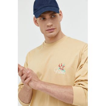 Vans longsleeve din bumbac culoarea bej, cu imprimeu