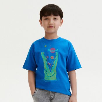 Reserved - Tricou din bumbac cu imprimeu - Albastru