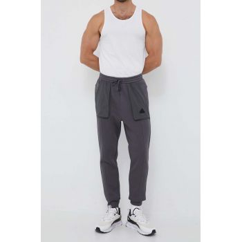 adidas pantaloni de trening culoarea gri, neted ieftini