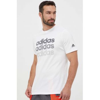 adidas tricou din bumbac culoarea alb, cu imprimeu