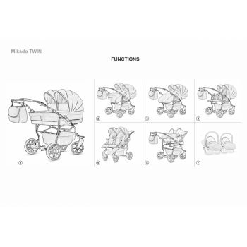 Carucior 2 in 1 pentru gemeni Mikado Twin 2023 T-02