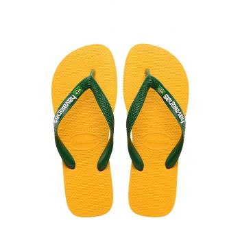 Havaianas slapi copii BRASIL LOGO culoarea galben ieftini