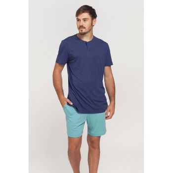 Tricou de casa din amestec de eucalipt cu decolteu la baza gatului Breeze