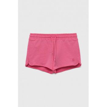 United Colors of Benetton pantaloni scurți din bumbac pentru copii culoarea roz, neted, talie reglabila