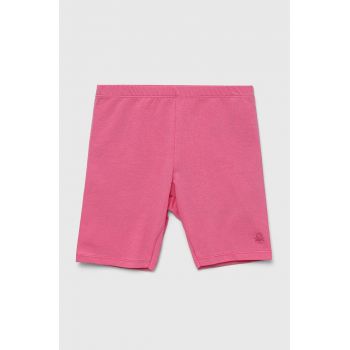 United Colors of Benetton pantaloni scurti copii culoarea roz, neted